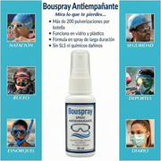 Spray Anti-Empañante Bouspray 30ml | Visión Clara para Moto, Buceo, Ski y Antiparras